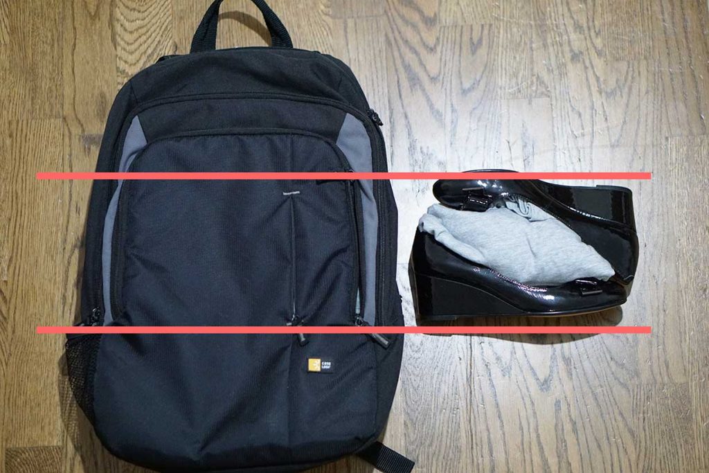 packing shoes in a backpack