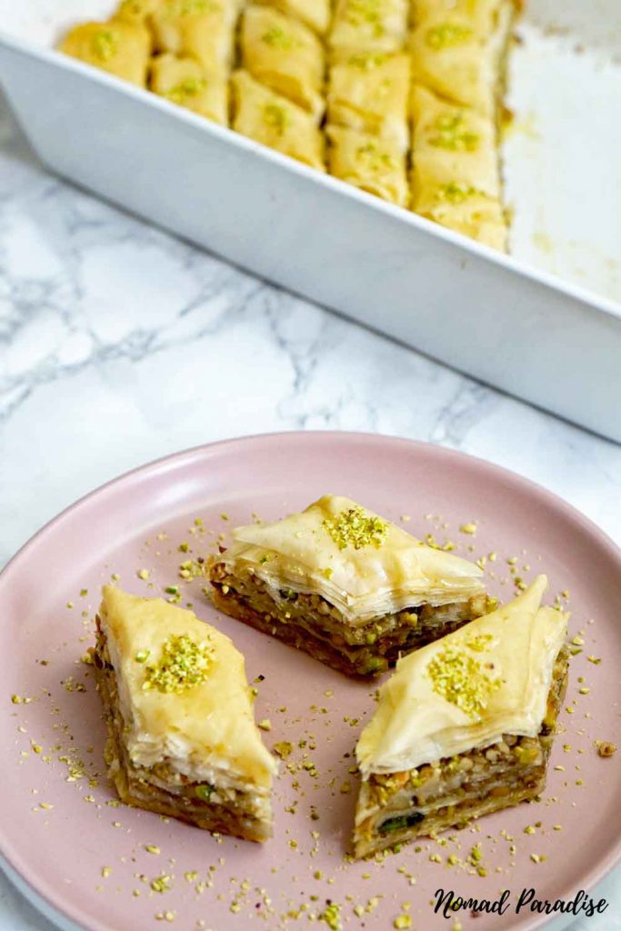 Baklava side photo showing the layers
