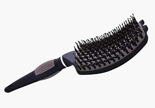 Curved Vented Over-sized Anti-static Boar Bristle Styling Hair Brush For Men, Women, and Kids