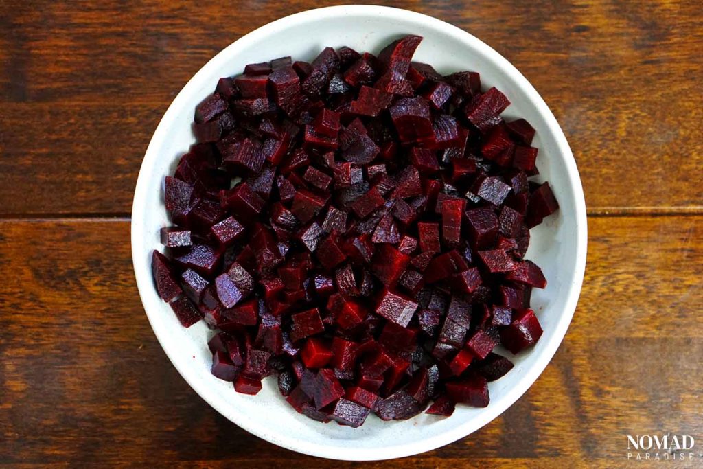 Chopped beetroot.