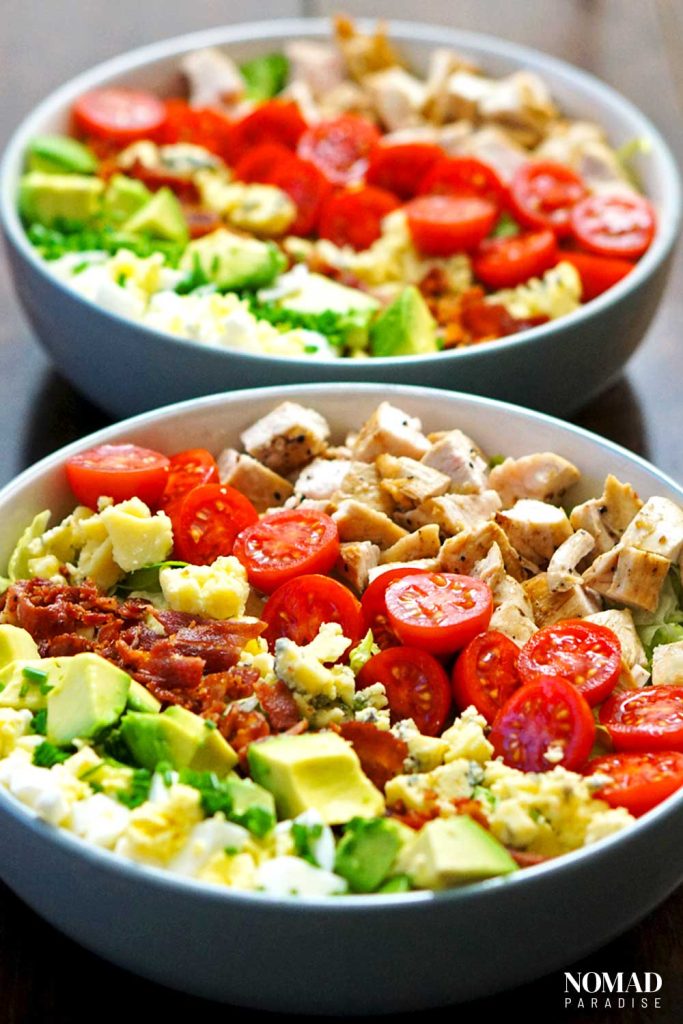 Cobb salad in two big bowls.