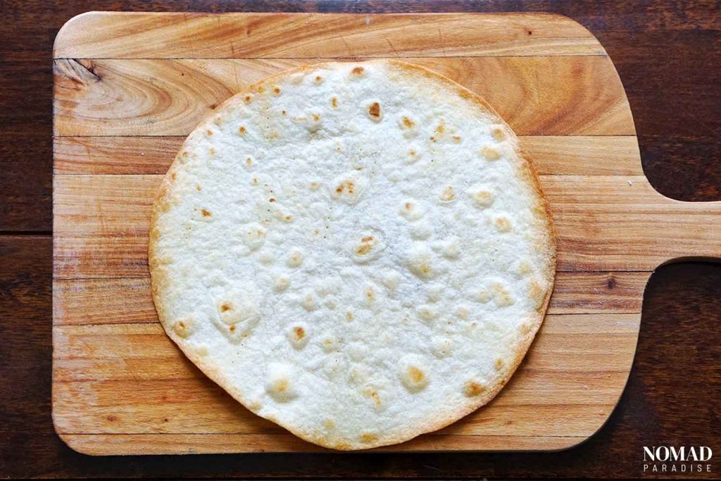 tortilla after being baked in the oven