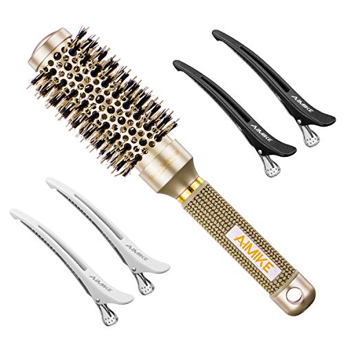 AIMIKE Small Round Barrel Brush with Boar Bristles
