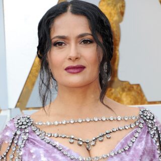 Actress Salma Hayek With Black Hair and Brown Eyes