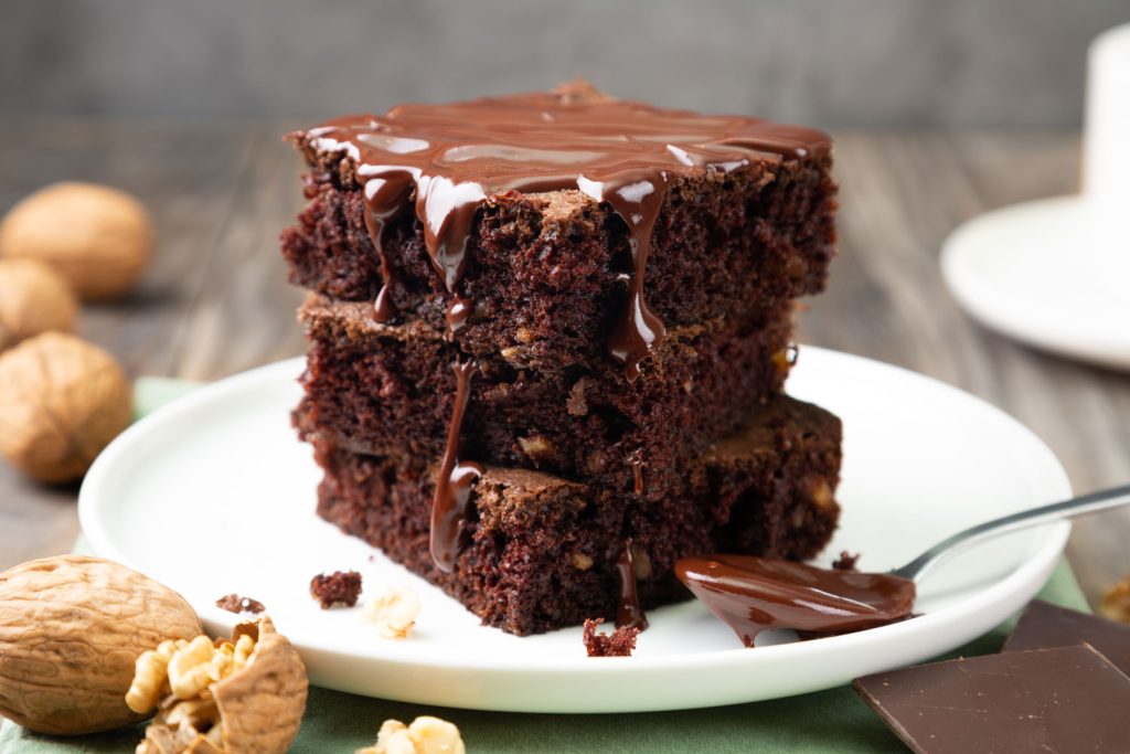 Brownies stacked on top of each other