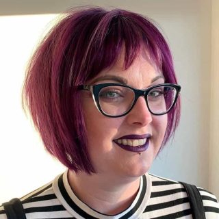 angled bob with bangs