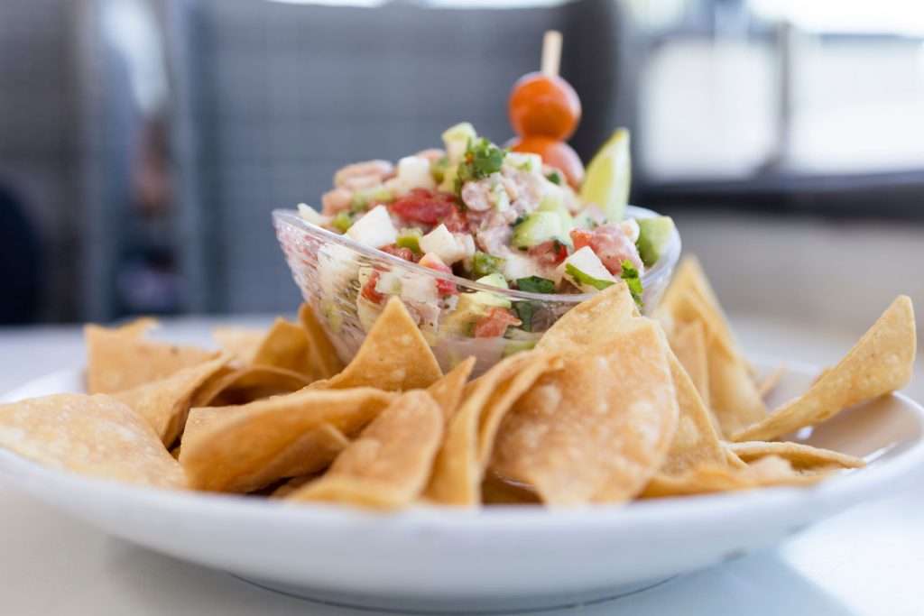 Ceviche with tortilla chips