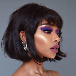 black girl with bangs