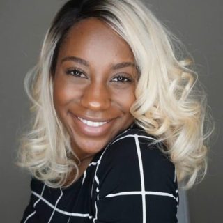 black girl with blonde hair