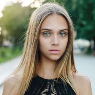 blonde hair green eyes