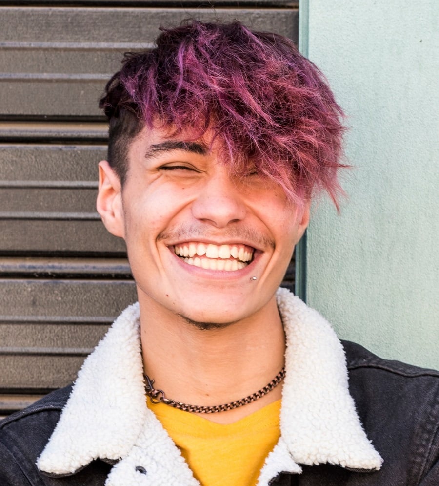 boys medium hair with purple highlights