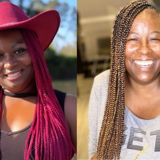 burgundy and brown knotless braids