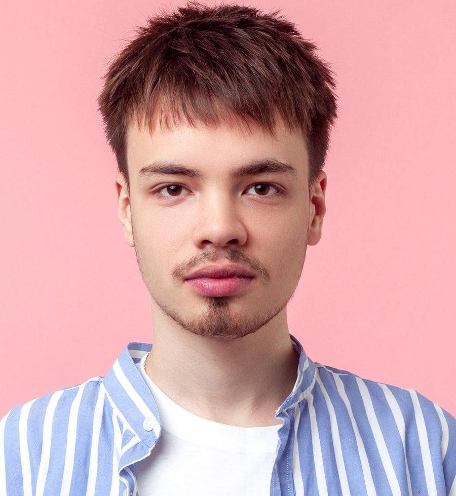 choppy bangs hairstyle for Asian men with balding crown