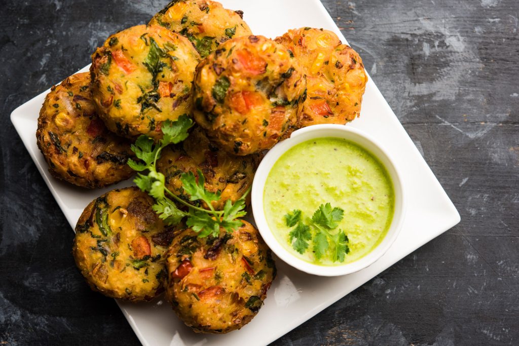 Cutlets with green chutney
