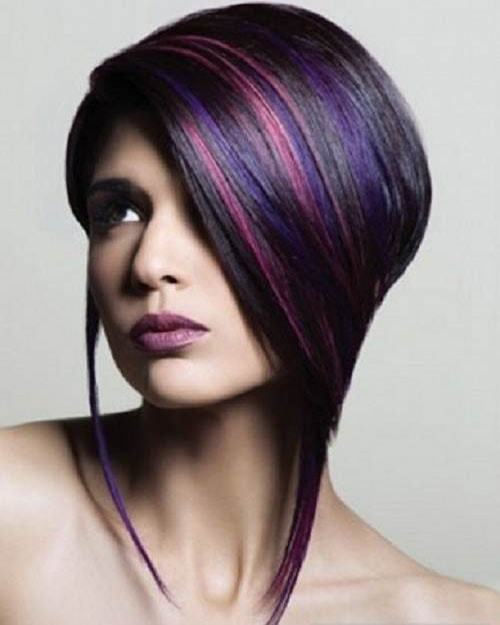colorful long pixie haircut