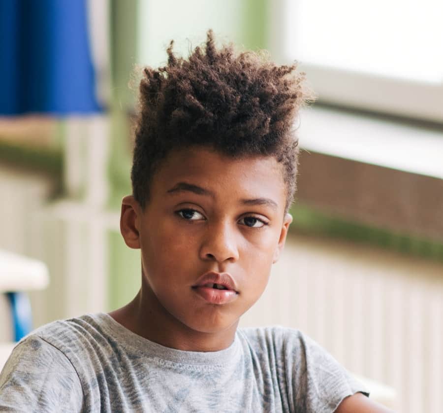 long top short sides haircut for afro boys