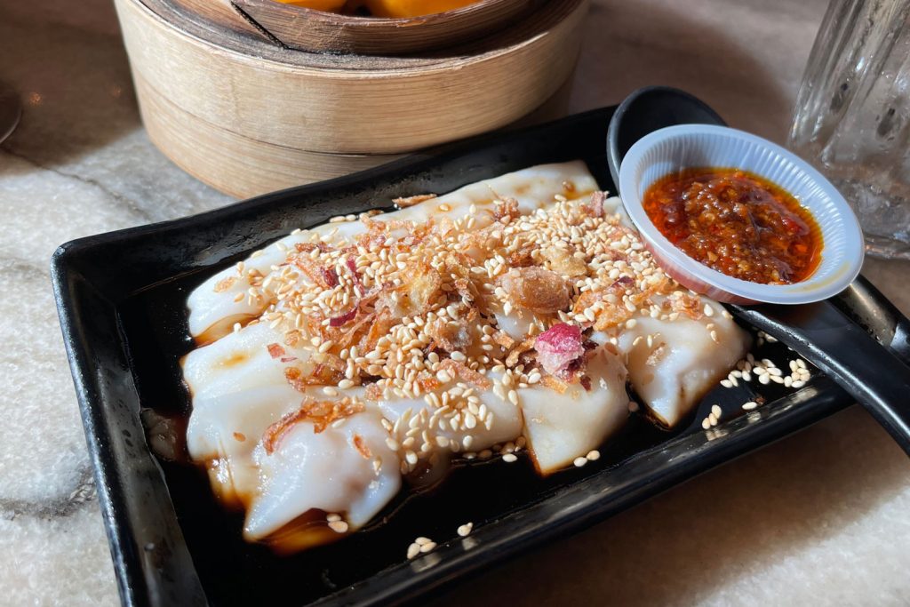 Chee Cheong Fun on a plate.