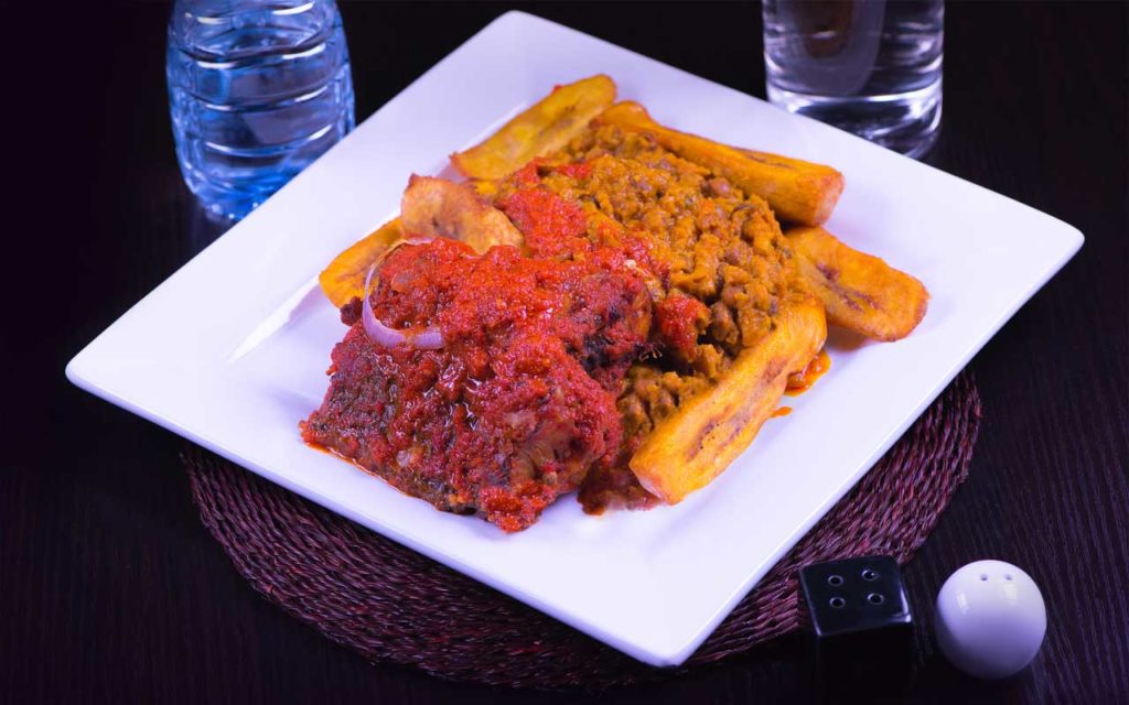 Nigerian food: Beans and Dodo (Fried Plantain)