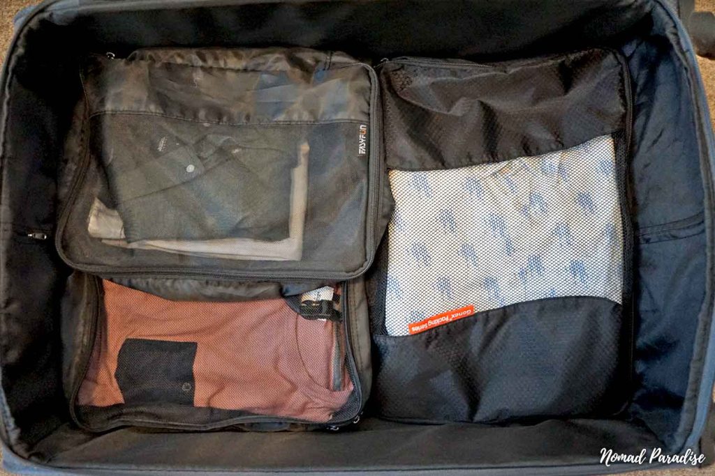 packing a suitcase with packing cubes