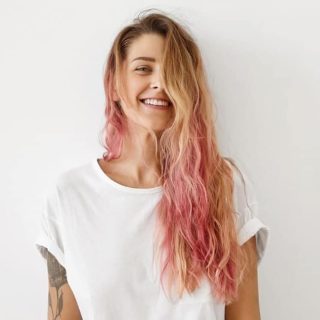 pink highlights on blonde hair