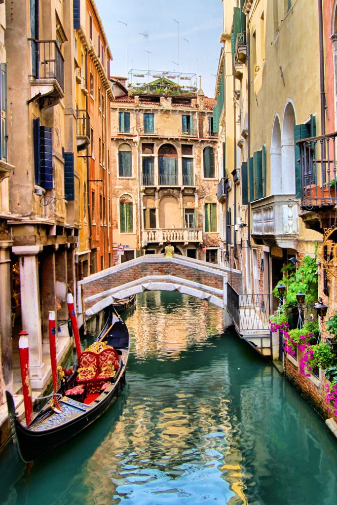 A gondola on the canal in Venice.