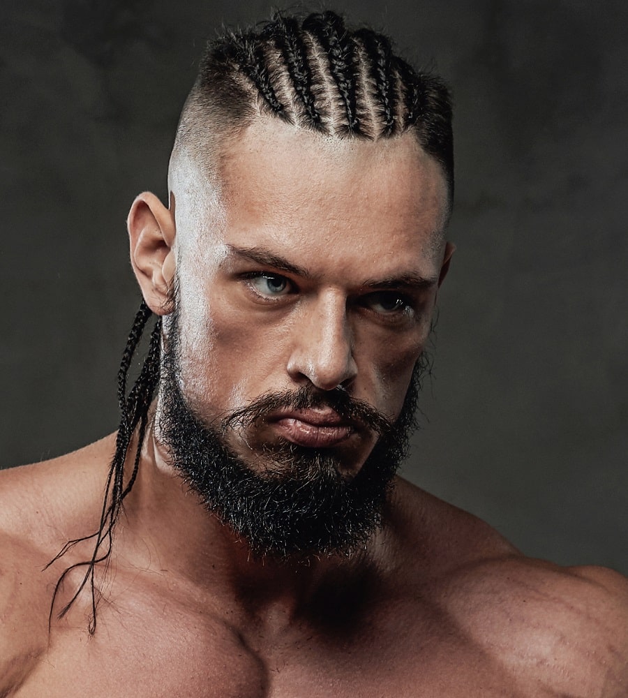 thin viking cornrow braids for men