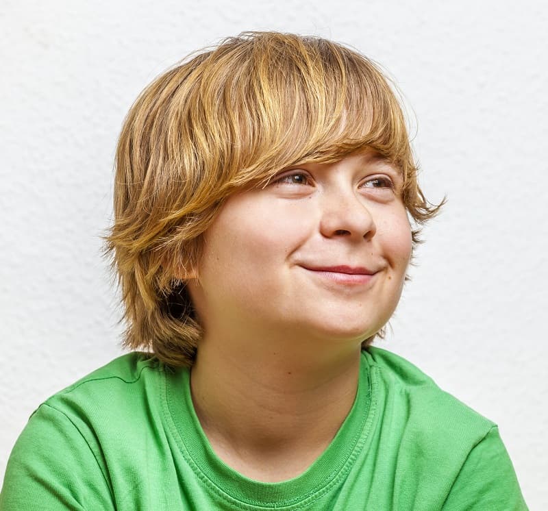 tween boy's long haircut