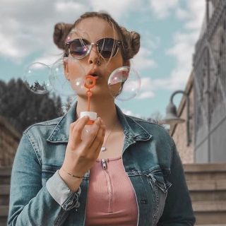 women with double buns