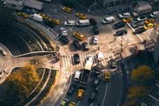 Clogged traffic at Columbus Circle