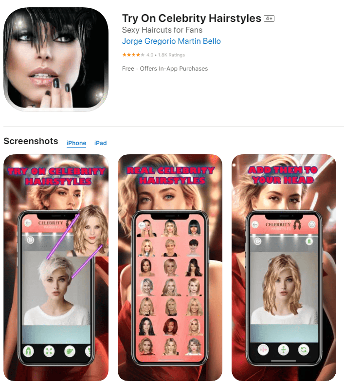 Try on Celebrity Hairstyles- iOS hairstyle makeover app