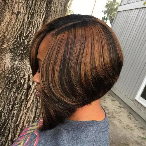 brown black Caramel Highlight hairstyle