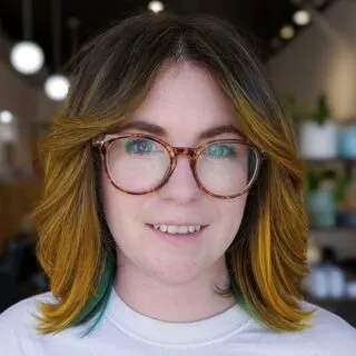 70s bangs with highlights