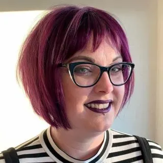 angled bob with bangs