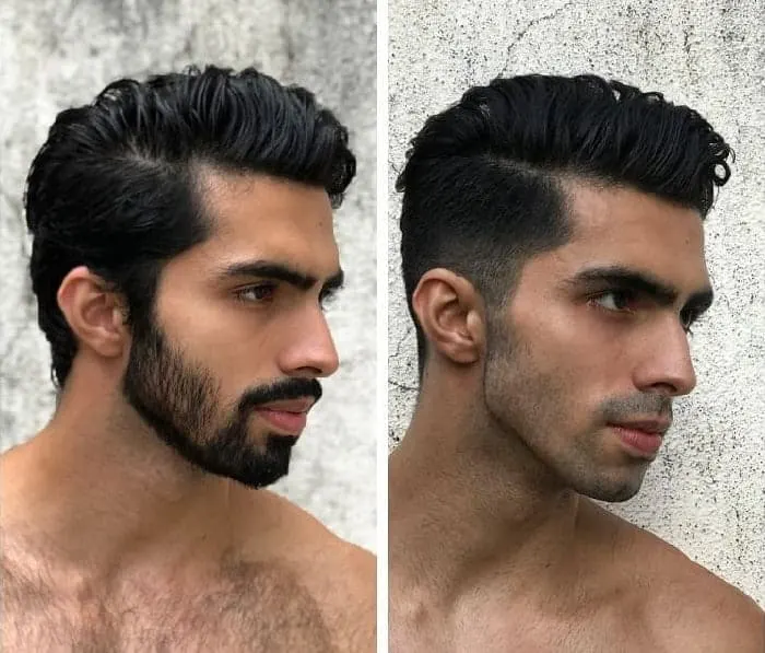 dark beard to short stubble