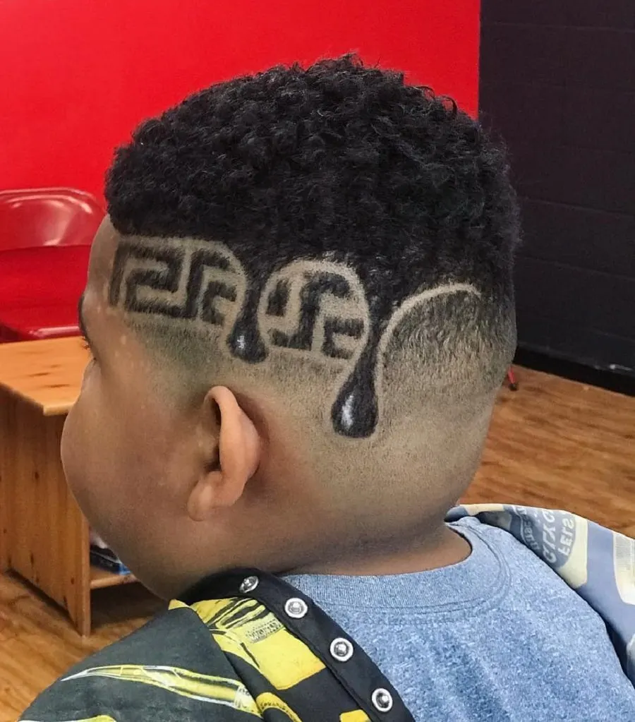 black boys curly hair with water drop design