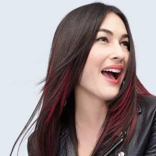 black hair with red highlights