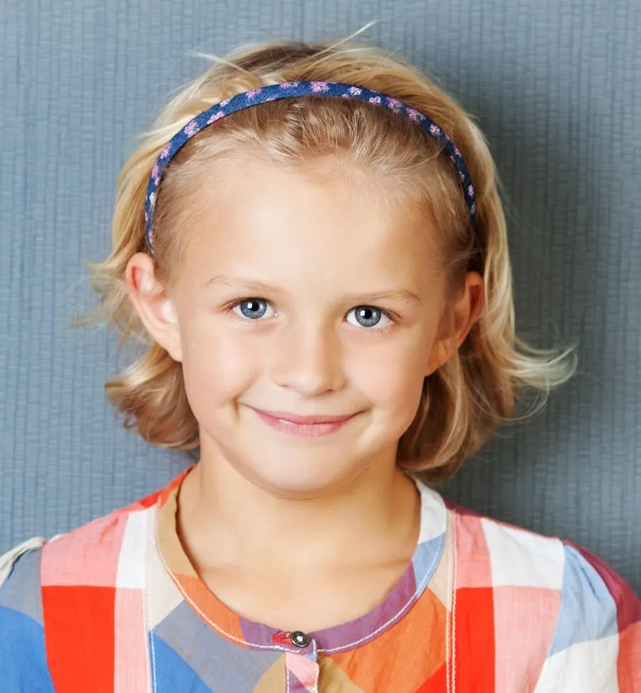 blonde bob with headband for little girl