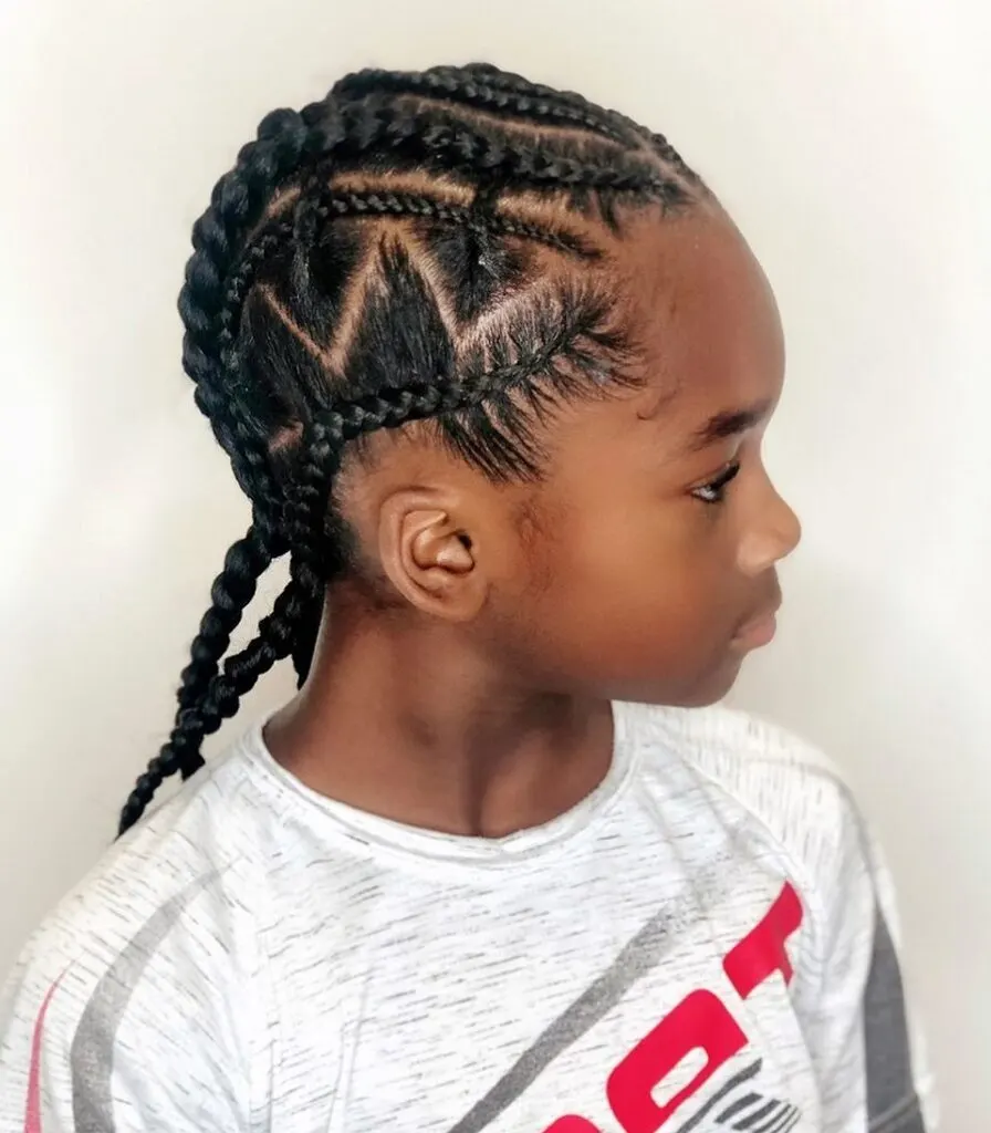 boys cornrow braids with zigzag design