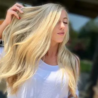 brassy blonde hair