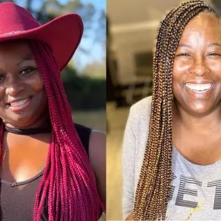 burgundy and brown knotless braids