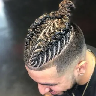 cornrow man bun