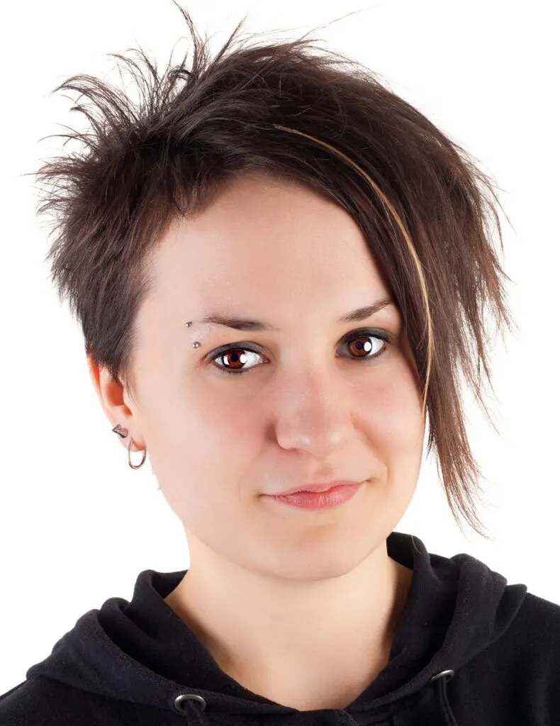 edgy short in back and long in front haircut