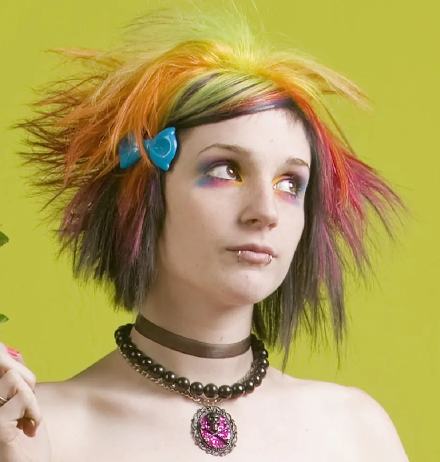 emo girl with short shag haircut