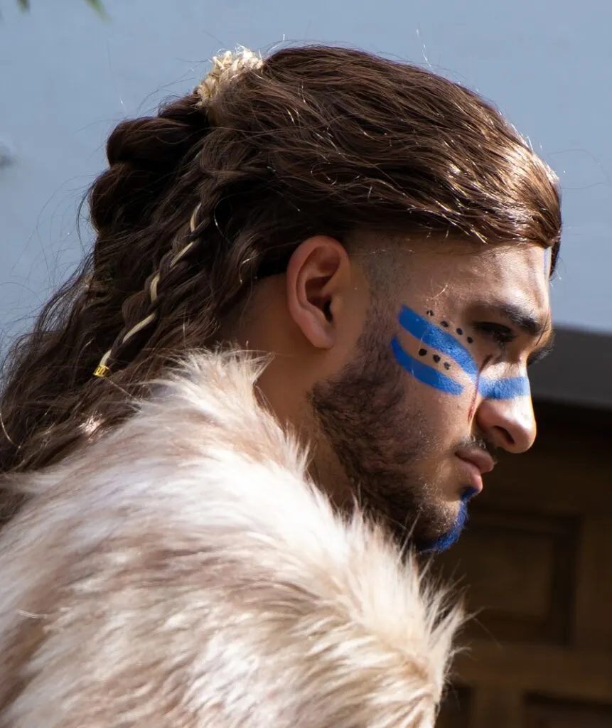 half up viking braids for men with thick hair