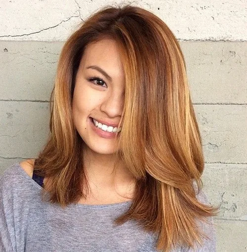 layered lob for thick hair