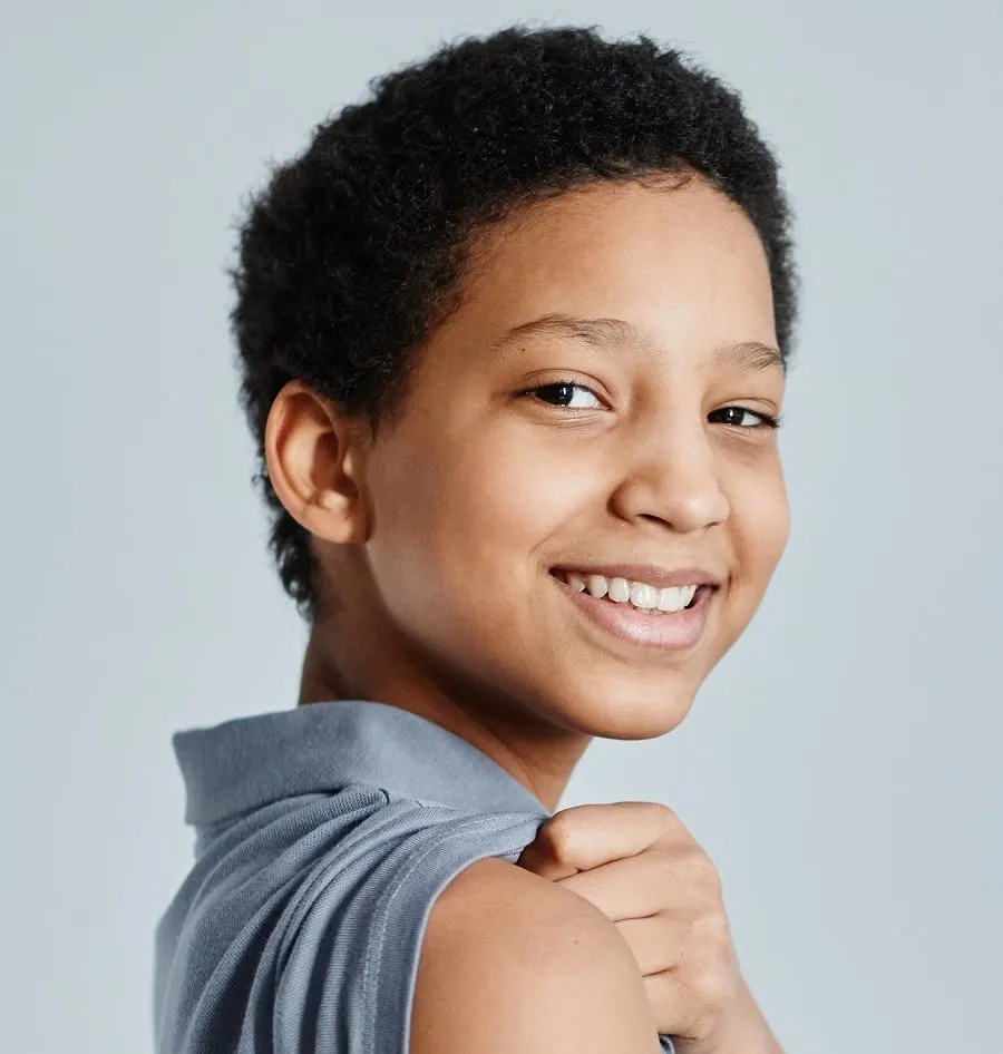 little black girl with afro pixie cut