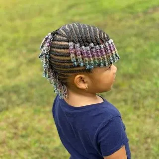 short hairstyle with beads for little girl