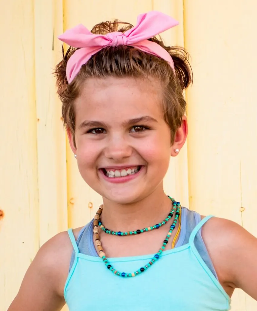 little girl pixie cut with headband