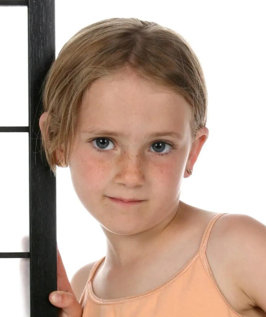 little girl with pixie bob cut