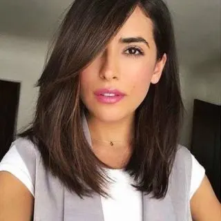 long bob side bangs